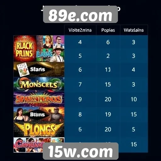 Comparativo entre jogos populares no site 89e.com